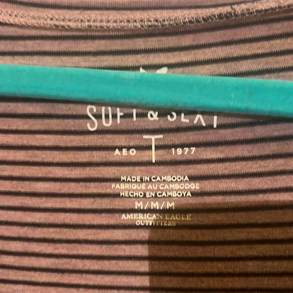 pink american eagle top with stripes - Picture 2 of 2